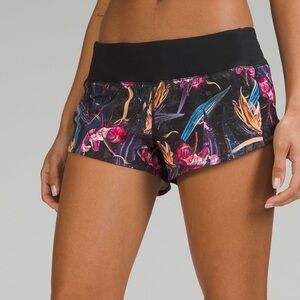 Lululemon Speed Up Low Rise Lined Short in Veiled Floral Black Multi